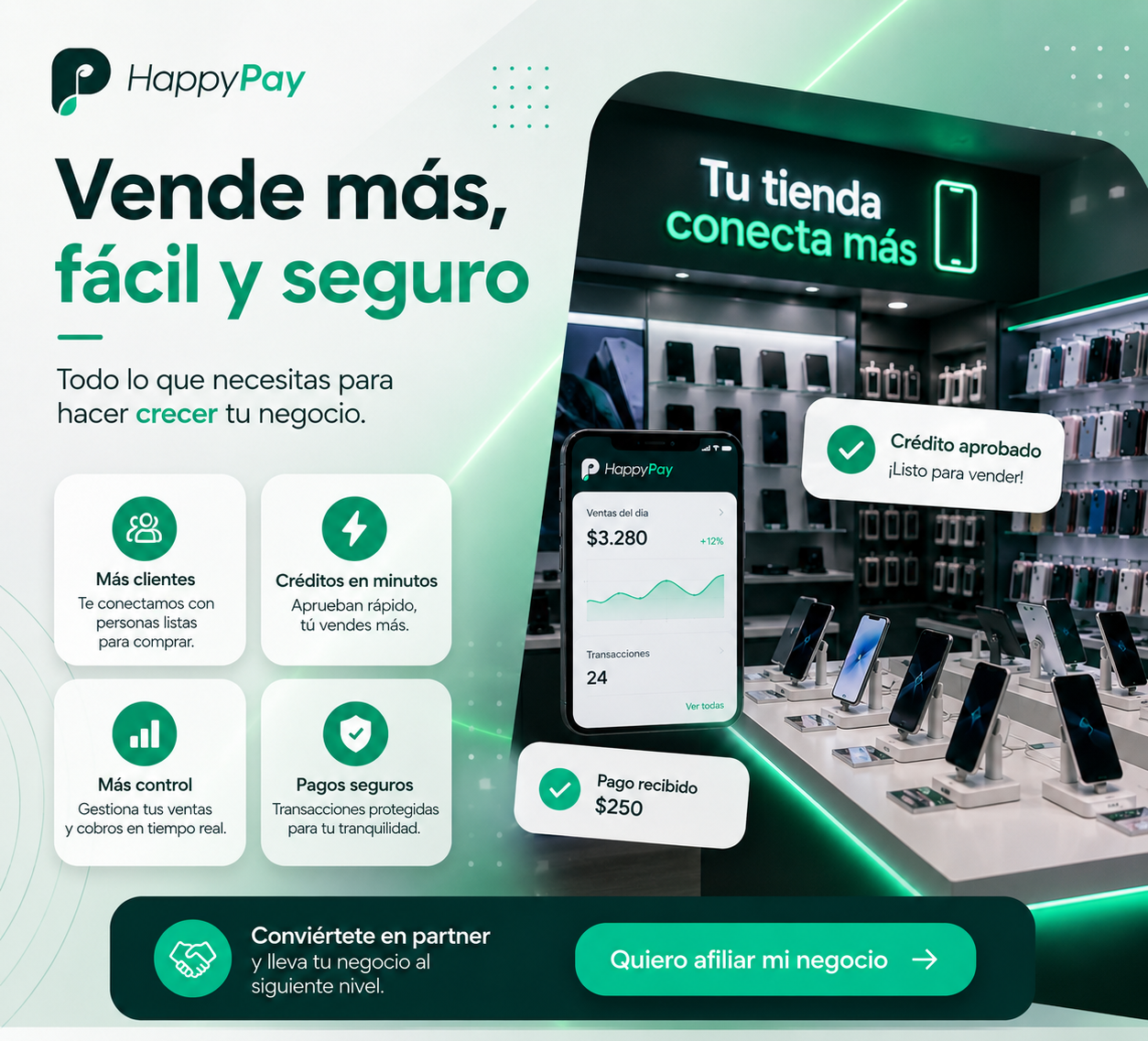 venda más fácil y seguro happy pay